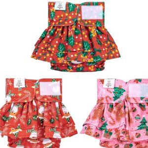 NEW HOLIDAY CHRISTMAS DOG DIAPERS, ADORABLE SKIRTS SET 3